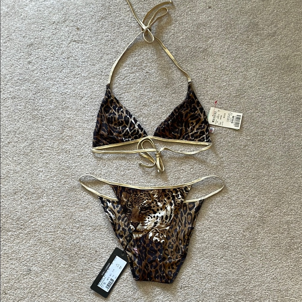 Vintage 80s/90s Dolce & Gabbana - Leopard Print Bikini Set